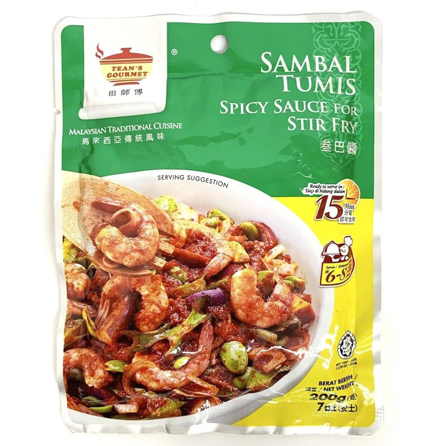 Tean's Gourmet - 田师傅 Sambal Tumis Spicy Sauce For Stir Fry 200g