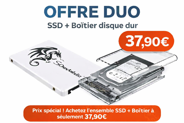 DUO disque SSD 2,5" 128go + boitier externe