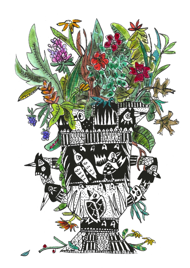 Carte postale "Vase oiseaux"