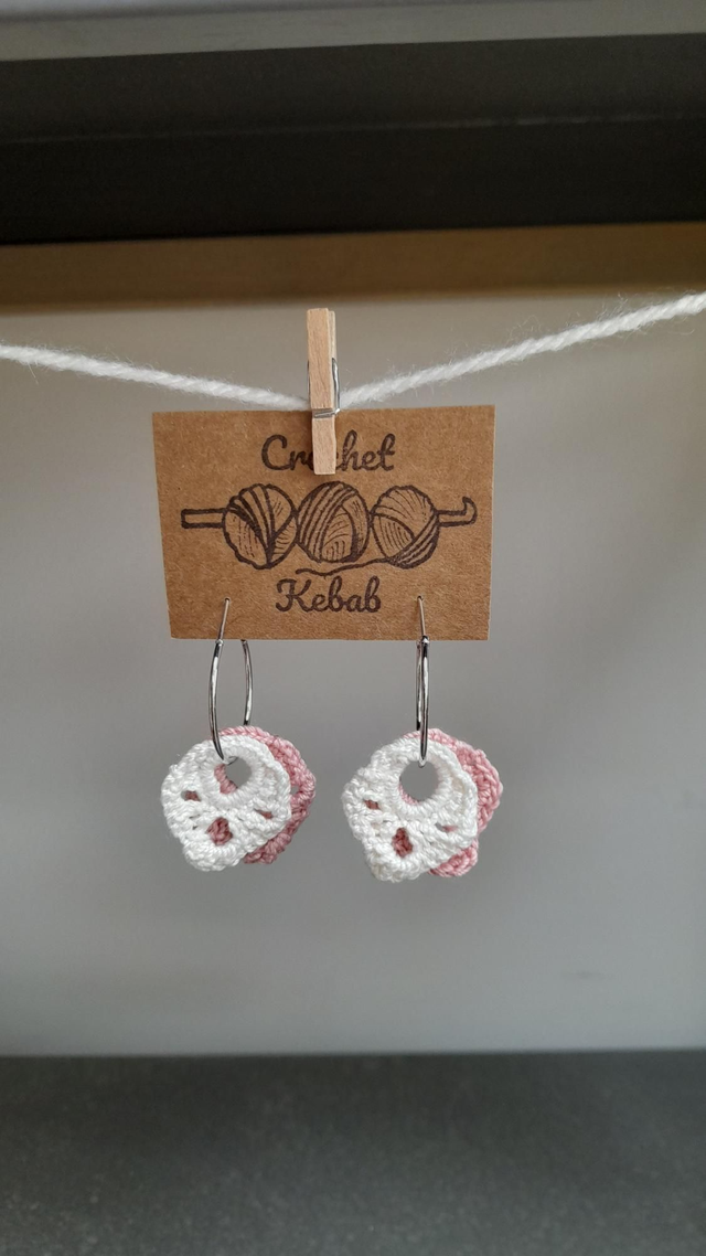 Faith on silver hoop- White &amp; Pink