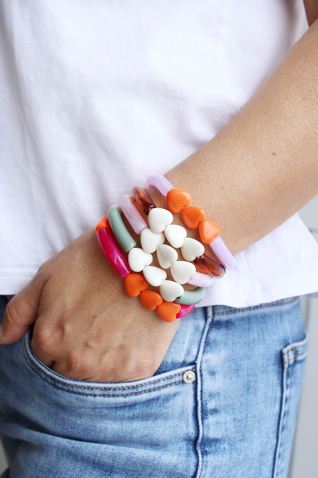 Bracelet Love orange & fuchsia