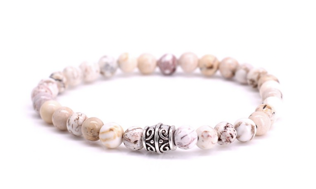 Bracelet &quot;Howlite Beige Basique &quot;