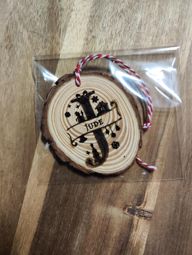 Rustic initial bauble 