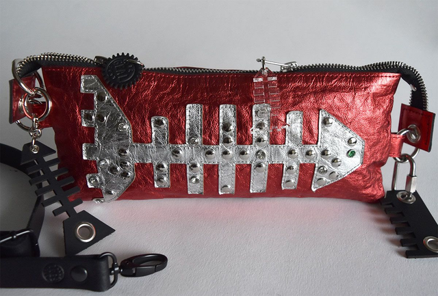 Metal red chest-belt bag "Silver Lu" 