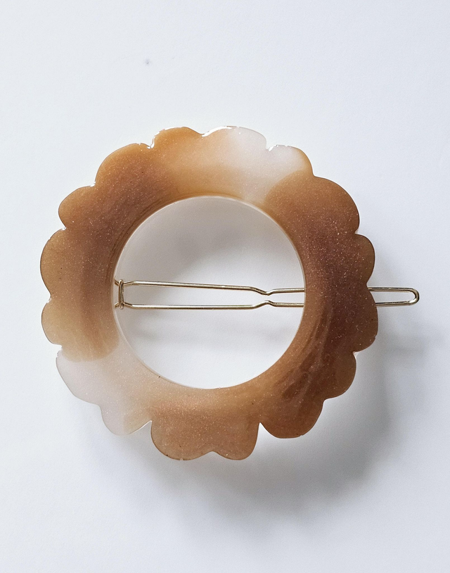 BARRETTE FLEUR MARBREE MARRON