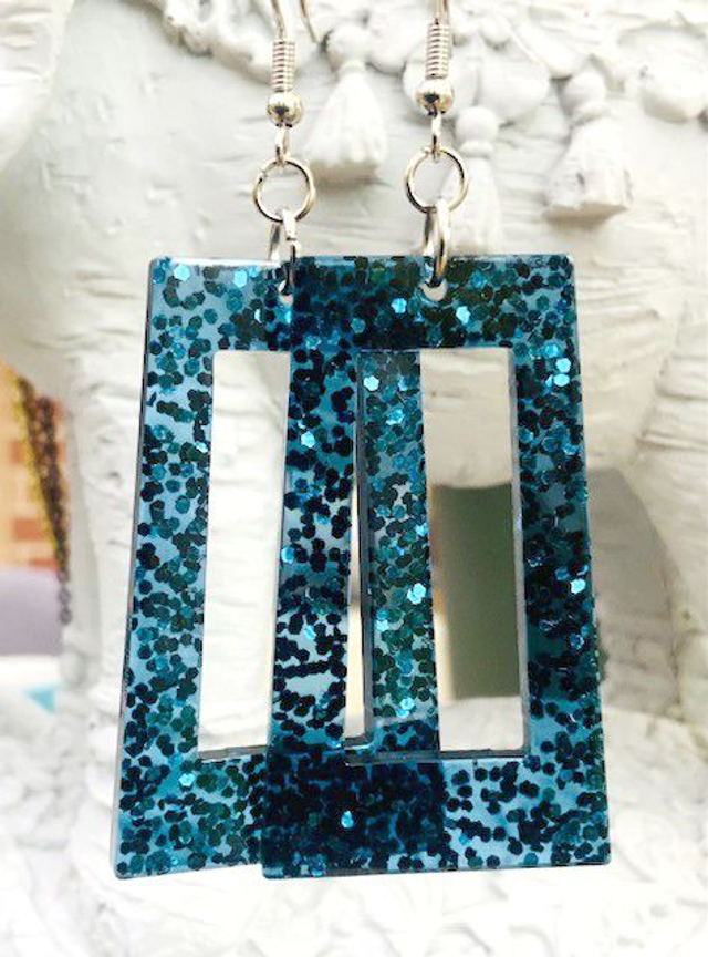 Boucles d'oreilles Glitter Bleu