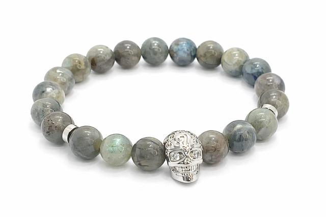 Bracelet Labradorite « Skull  » 8 mm