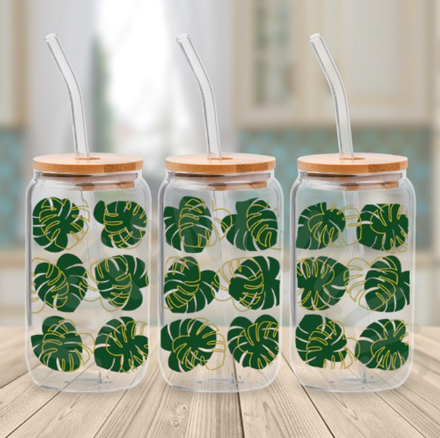 Canette en verre - Monstera
