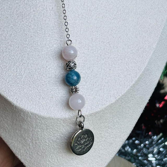 🌊 🌸Collier Apatite et Quartz rose