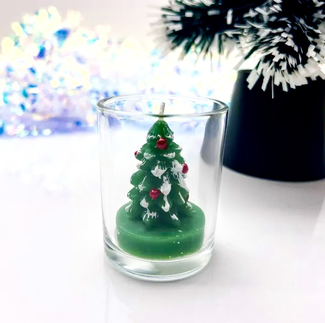 Candela in bicchiere Albero di Natale