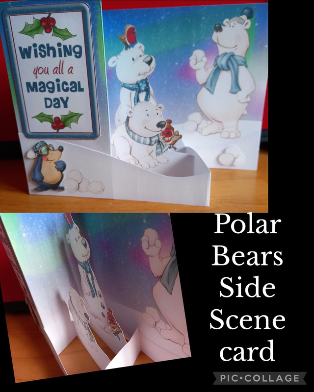 Polar bears Christmas side scene card