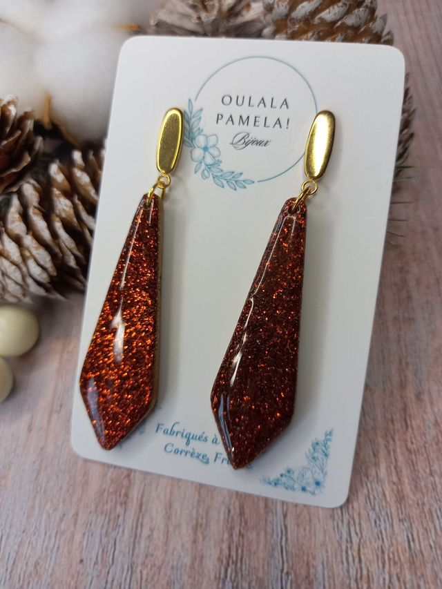 Ambre longues boucles d'oreilles