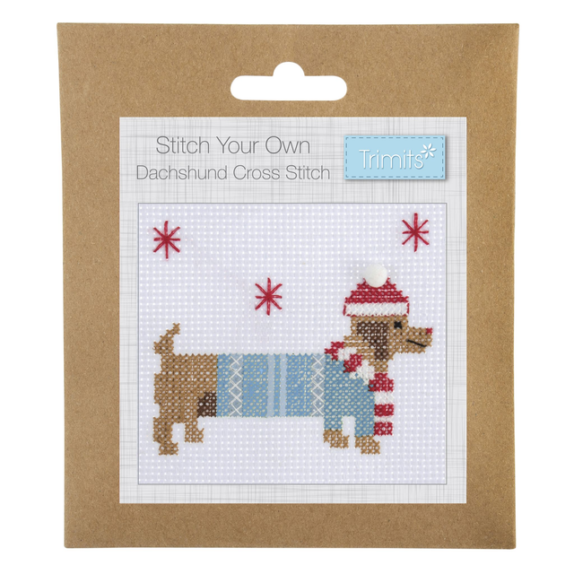 Counted Cross Stitch Kit: Mini: Christmas: Festive Dachshund