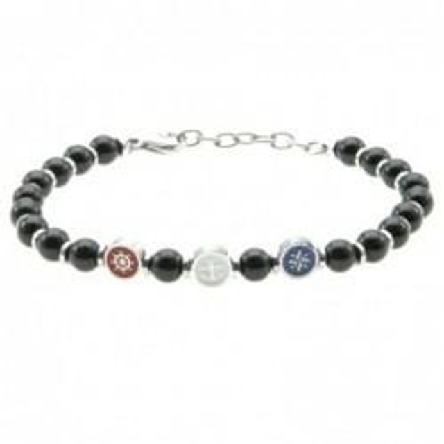 Bracciale uomo con pietre naturali bijoux e simboli marinari