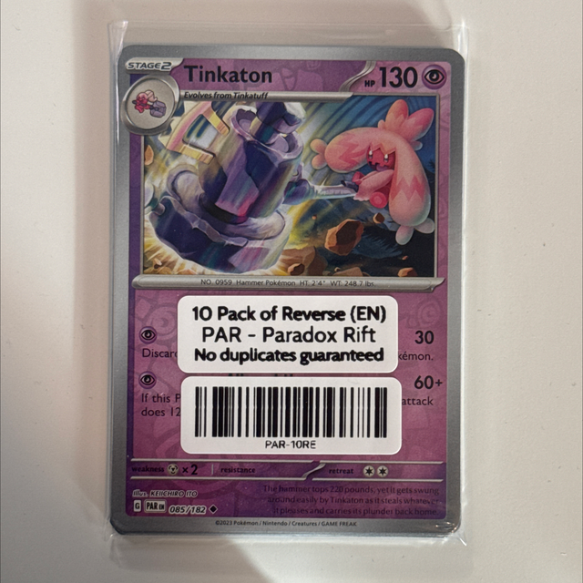 Reverse Holo Pack of 10 - Pokémon Paradox Rift - No Duplicates (English)
