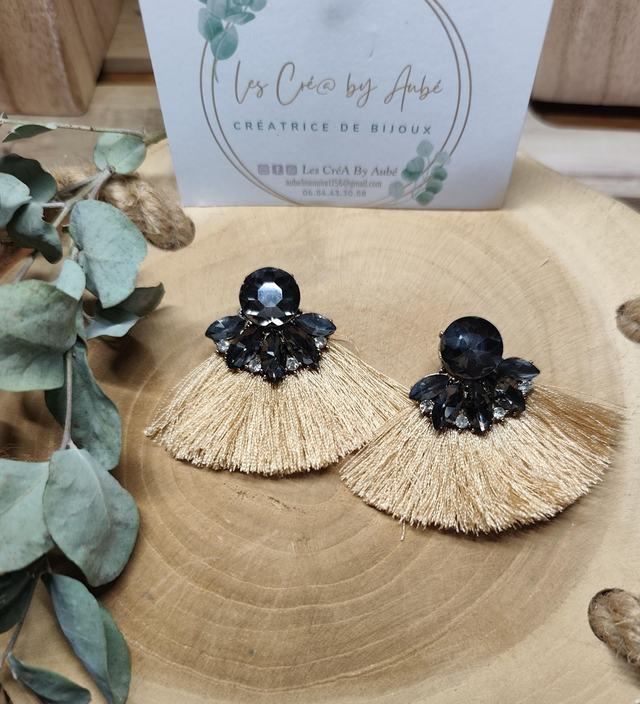 BO ATTRAPE REVE DIAM'S NOIR/ POMPONS DORE 0001243