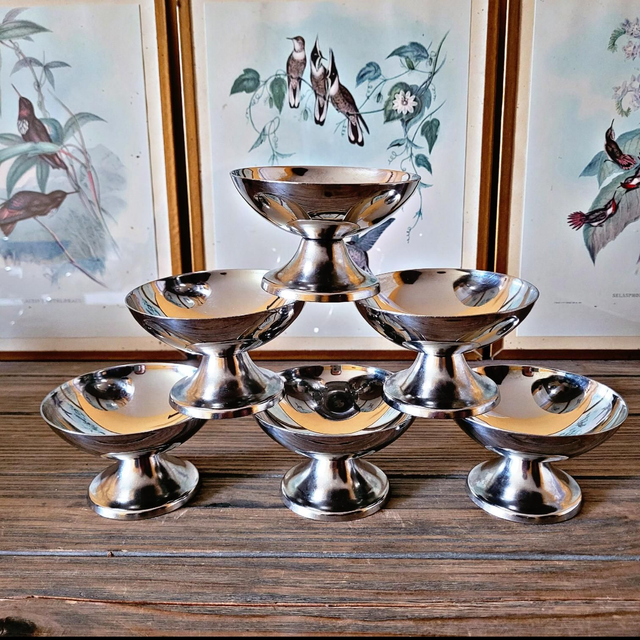 X Coupes à glaces inox vintage basse style Guy Degrenne (lot de 6)