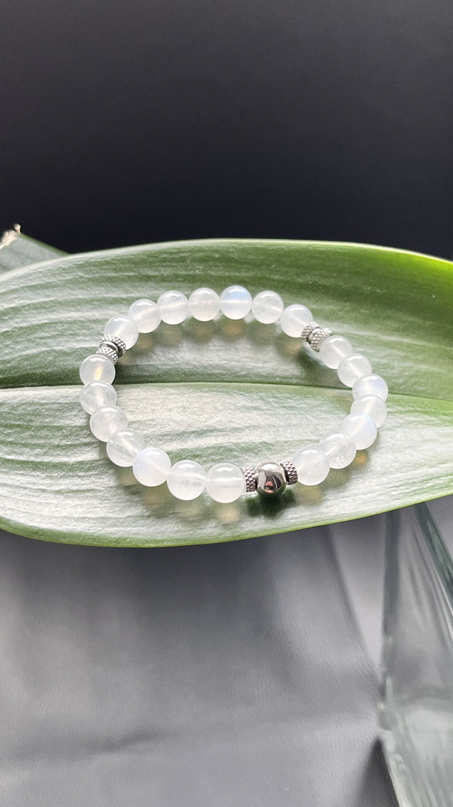 Bracelet en Pierre de Lune Bleutée