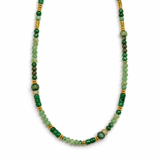 Collar acero cristales verdes 