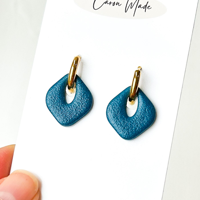 Teal Polymer Clay Hoop Earrings