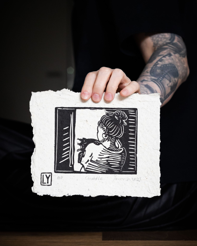 Cuddle - print A6 (handmade paper)