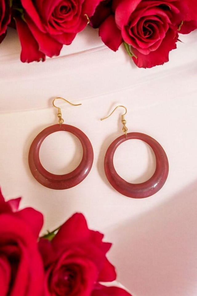 Boucles d&#039;oreilles ronde rouge 