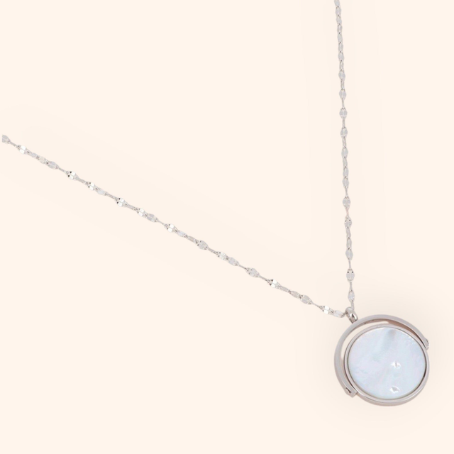 Collier maille silver rond Nacre réversible
