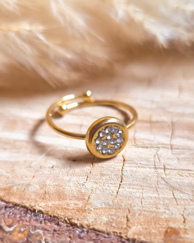 Bague strass "Ronde" - Modèle doré
