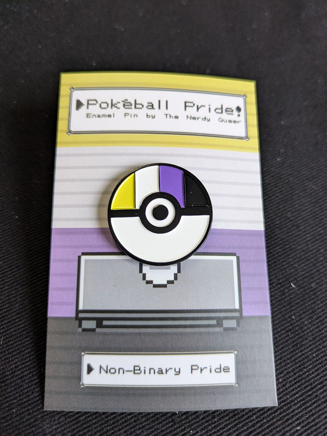 Pokéball Inspired Non-Binary Pride Flag Soft Enamel Pin Badge