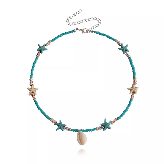 Zeester Schelp Kralenketting Blauw