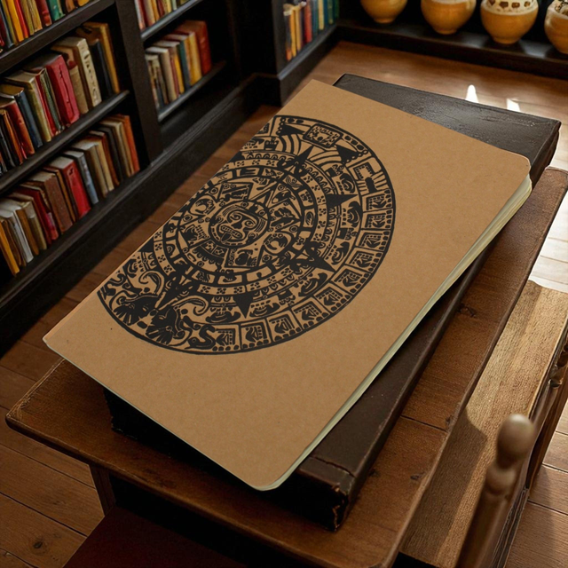 Carnet de note kraft - illustration &quot;Pierre du soleil&quot;