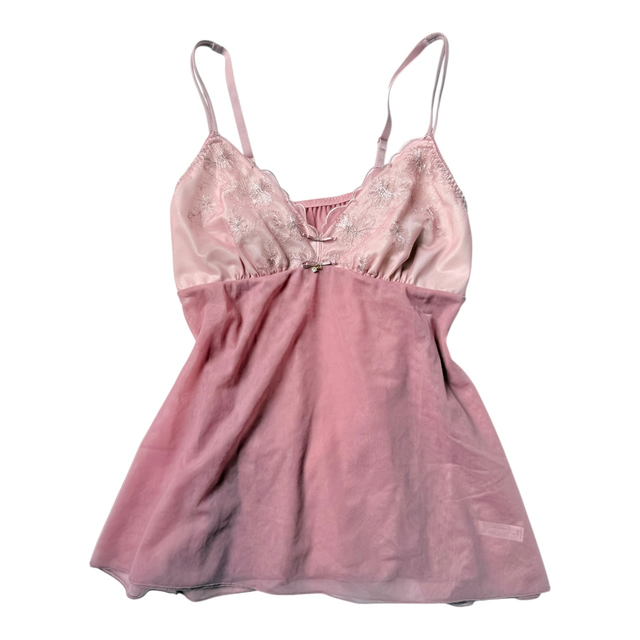Japanese brand coquette dark pink embroidered cups cami  