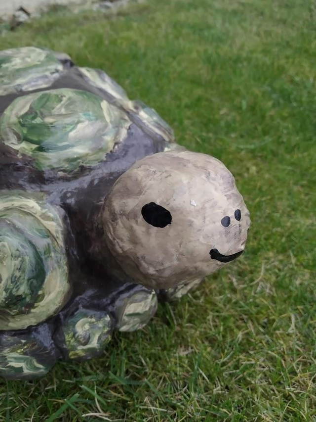 TORTUE DE TERRE, papier mâché, fait main, décoration ou cadeau unique, 32 cm