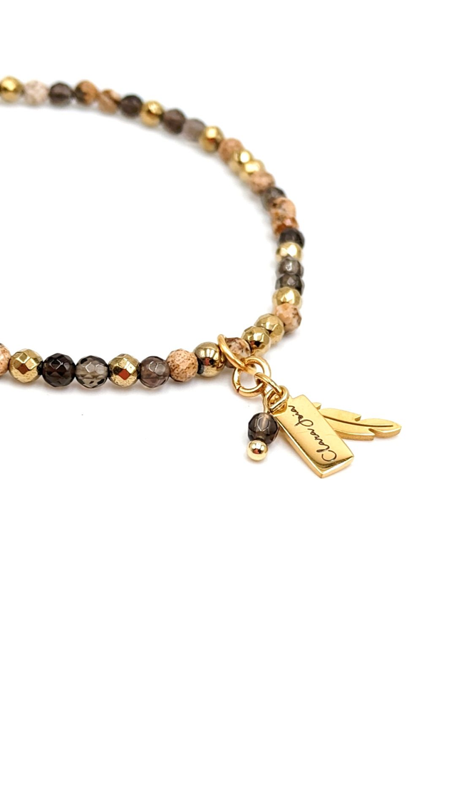 ✨ Bracelet Quartz Fumé &amp; Jaspe Paysage – Sagesse Intérieure &amp; Stabilité