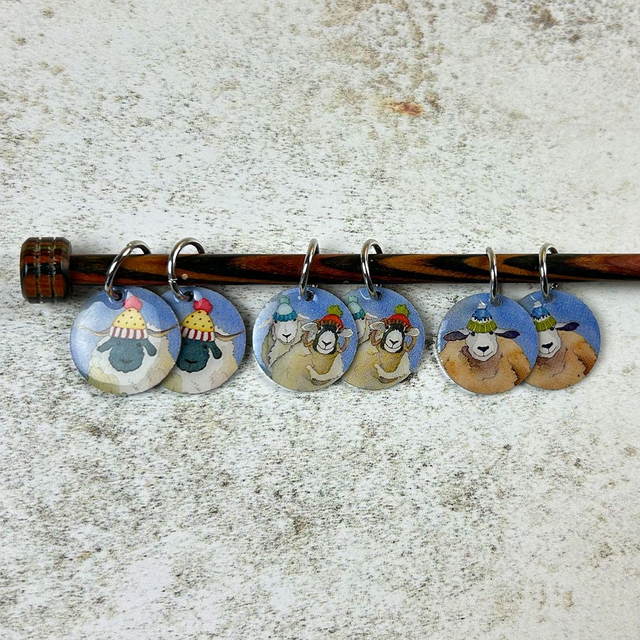 Stitch Marker Knitting - Happy Sheep set of six 