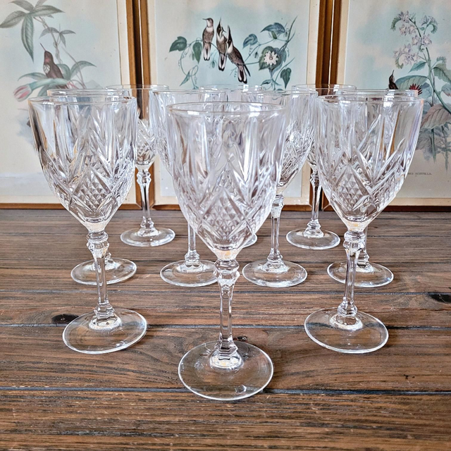 X Verres à vin ciselé Cristal d'Arques modèle Fontenay (10 verres)
