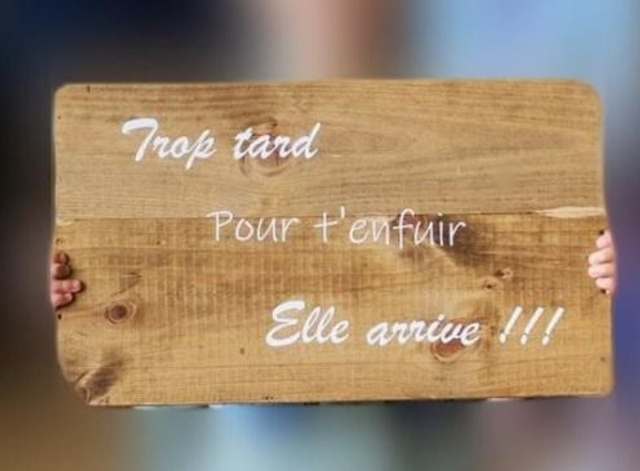 Panneau " Trop tard pour t'enfuir, elle arrive !
