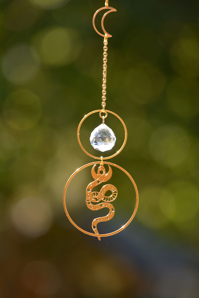 Attrape Soleil d&#039;intérieur Upcyclé, Double prisme - ETERNEL - Chambre à Air Valorisée &amp; Perles Recyclées - Pièce Unique   (1)