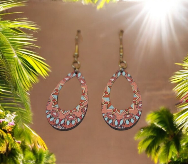 Boucles d'oreilles boheme bois rose