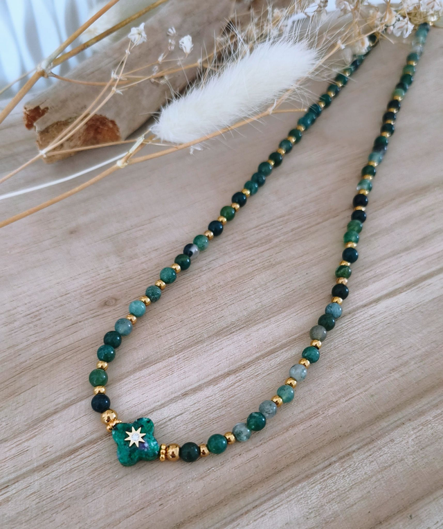 A Collier "Trèfle" Agate mousse