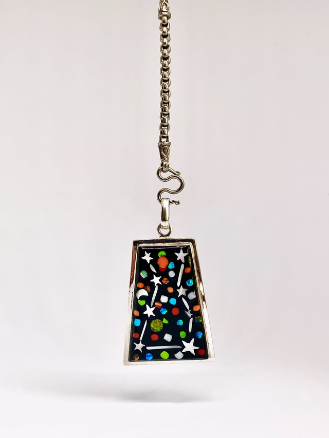 Pendentif Galaxy GÉMEAUX argent massif et pierres naturelles 