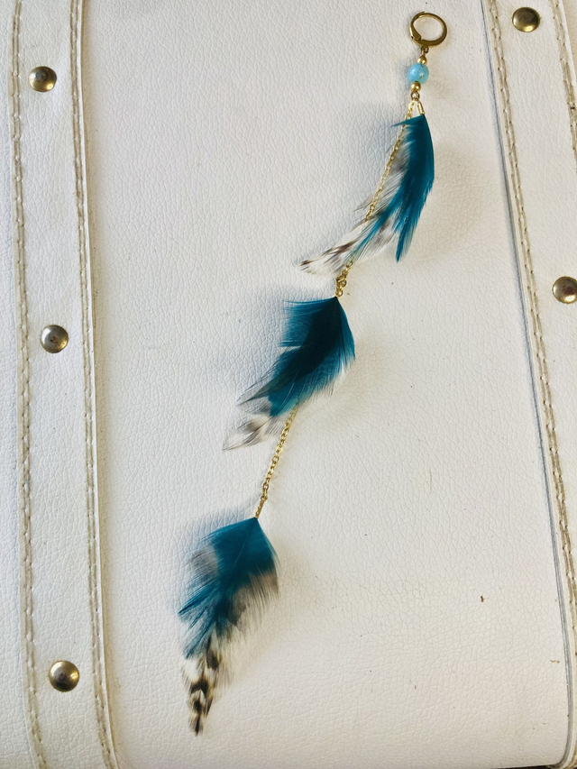 Boucle d&#039;oreille solo Liane bleu pétrole