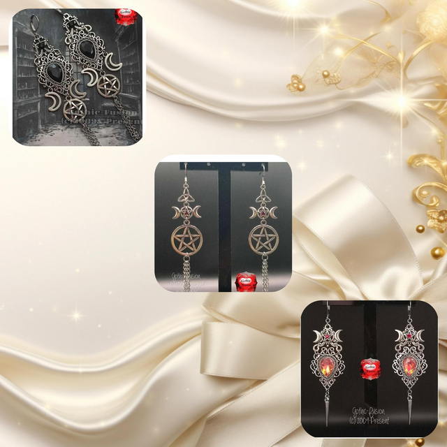 PRIVATE Order for Veronica Wolf Statement Earrings with Fire Peardrops 