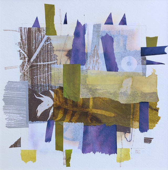 Kompozycja20, 30x30 (20x20 w świetle passe-partout) tech. mieszana 2022