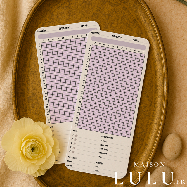 Marque page, Signet suivi lecture annuel et mensuel