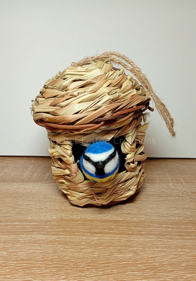 Blue Tit decoration, felted Blue Tit