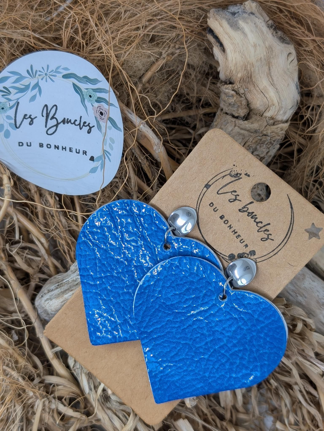 Boucles d&#039;oreilles Coeur ❤️ bleu c002