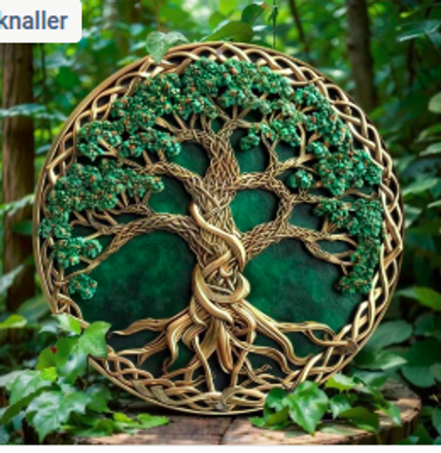 Wanddecoratie metalen bord Levensboom (20cm diameter)