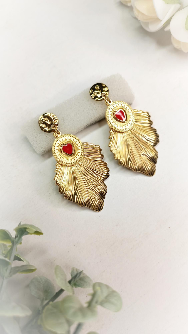 ARMASTUS - Or et Rouge - Boucles d'oreilles 