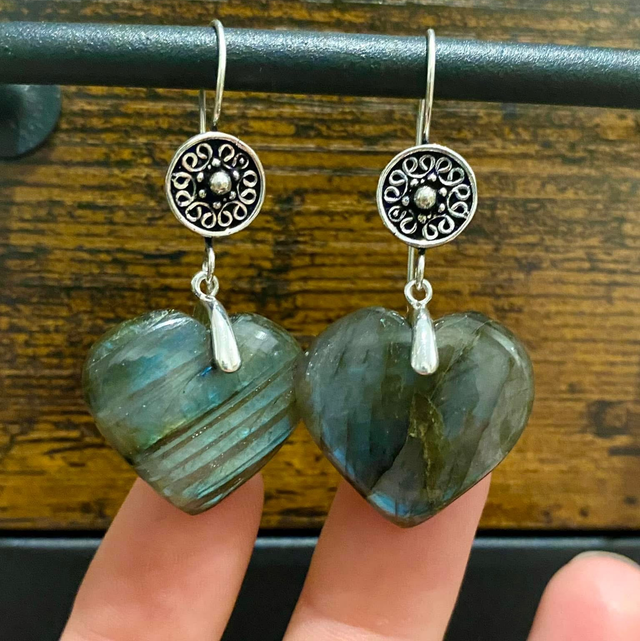 Boucles d’oreilles en argent et Labradorite